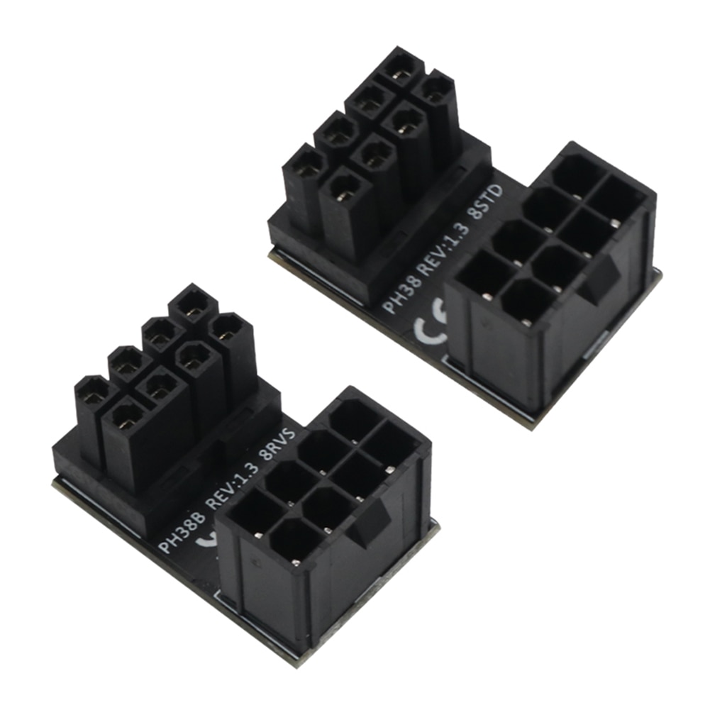 2X180 Graden Hoek Draaien Connector Desktops Gpu Atx 8 Pin Power Adapter