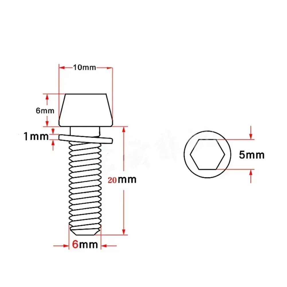 6 st/set skruvar för cykelstyret titanpläterade färgglada skruvar i rostfritt stål  m5/m6*20mm skruvbultar för styrstamshöjare