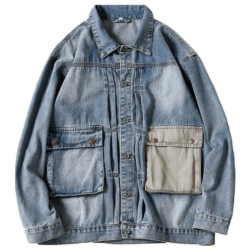 Hong Kong Style Denim Jacket Men's Loose and Versatile Cool Korean Jacket Men's Autumn Clothes: S