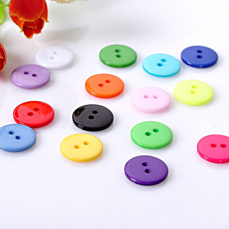 100Pcs Ronde 2 Hole Hars Knop Naaien Fit Scrapbooking Kleding Ambachten Diy Decoratie 9Mm/10Mm/11.5Mm/12.5Mm Gemengde Kleur