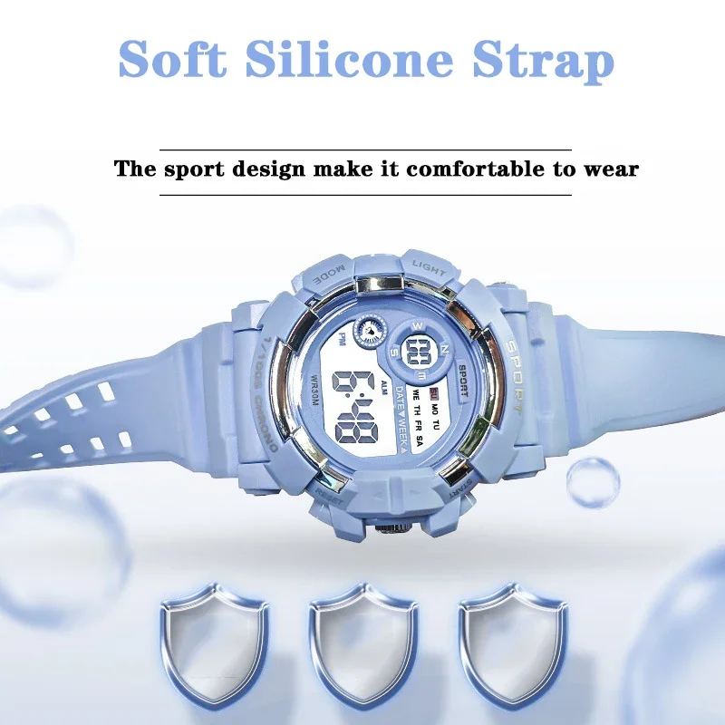 YIKAZE Sports Watches Men Women Digital Watch Waterproof Luminous Alarm Clock Electronic Wristwatch for Kids Children