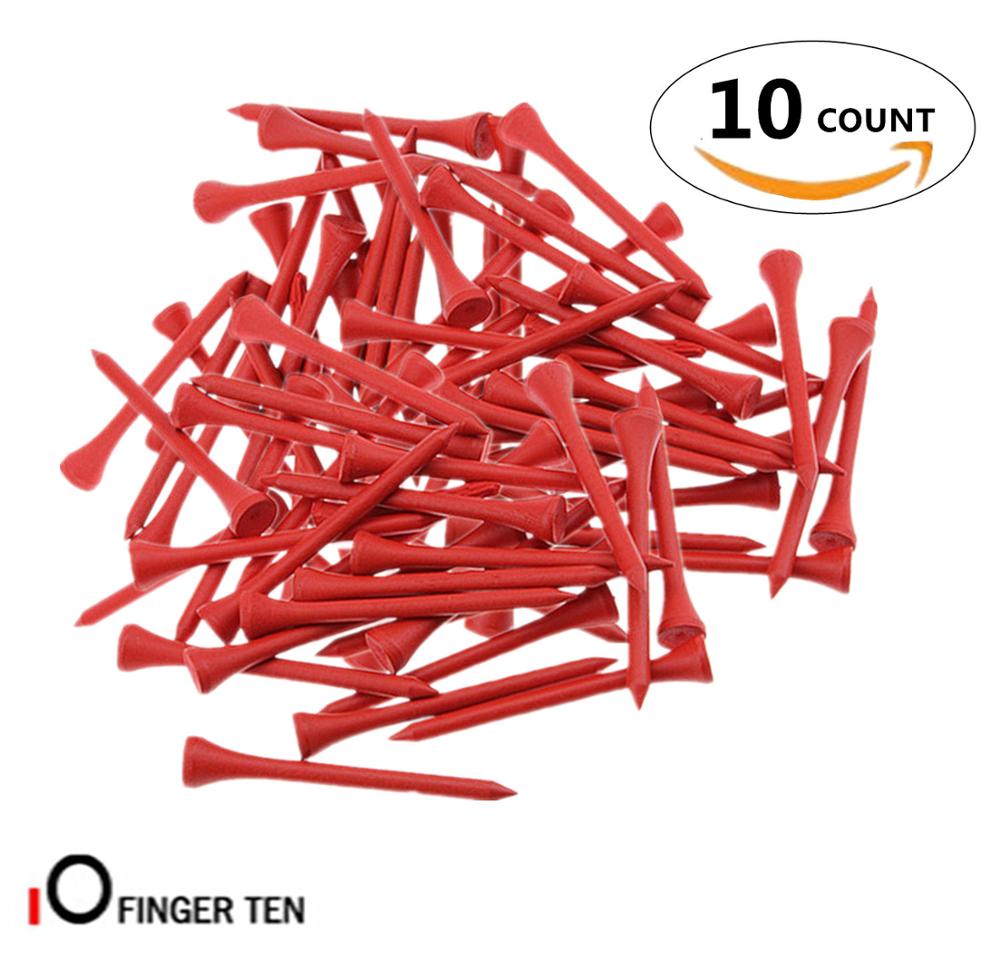 Golf tees træ 100 stk / sæt 70mm 2 3/4 tommer til driving range blå rød hvid træ blandede farver klub træningshjælp golf tee holder: Rød 10 tæller