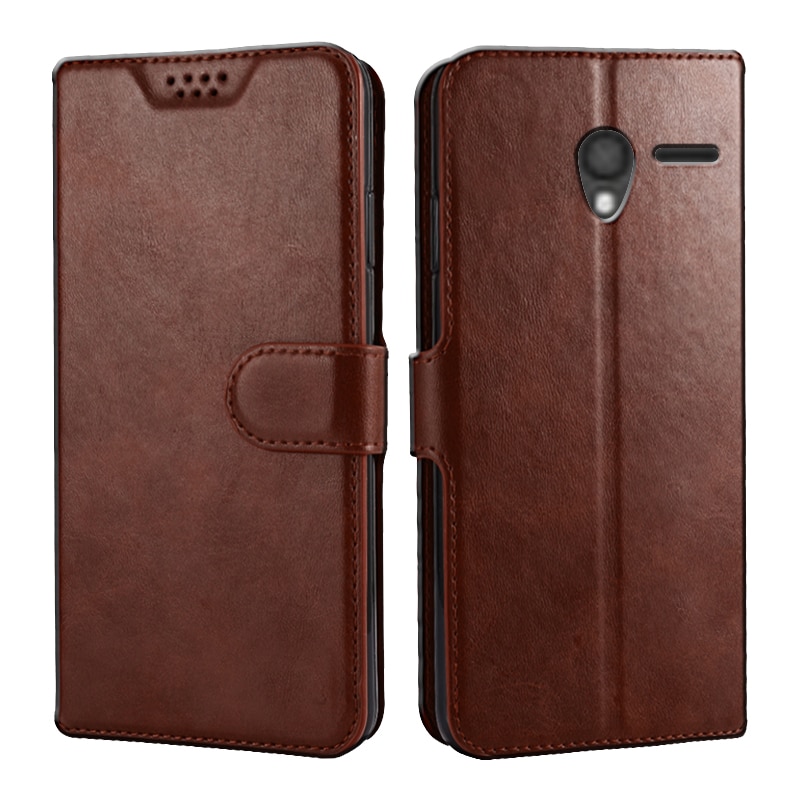 Business Magnetic Leather Flip Stand Phone Case for Alcatel One Touch Pixi 3 4.5 4G Version 5017D 5019D 4027D Wallet Cover: Pixi 3 5017D 4.5inch / 5Brown