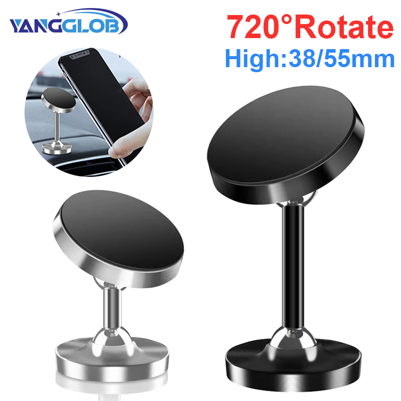 YANGGLOB 720 ° Obrotowy, dwuosiowy, magnetyczny uchwyt samochodowy ze stopu aluminium. Magnetyczny uchwyt na telefon z podwójną kulką do każdego modelu telefonu