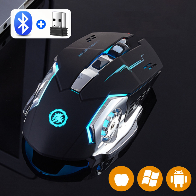 Wiederaufladbare Drahtlose Maus Gaming Computer Stille Bluetooth Maus 2,4G USB Mechanische Hintergrundbeleuchtung PC Gamer Maus Für Computer