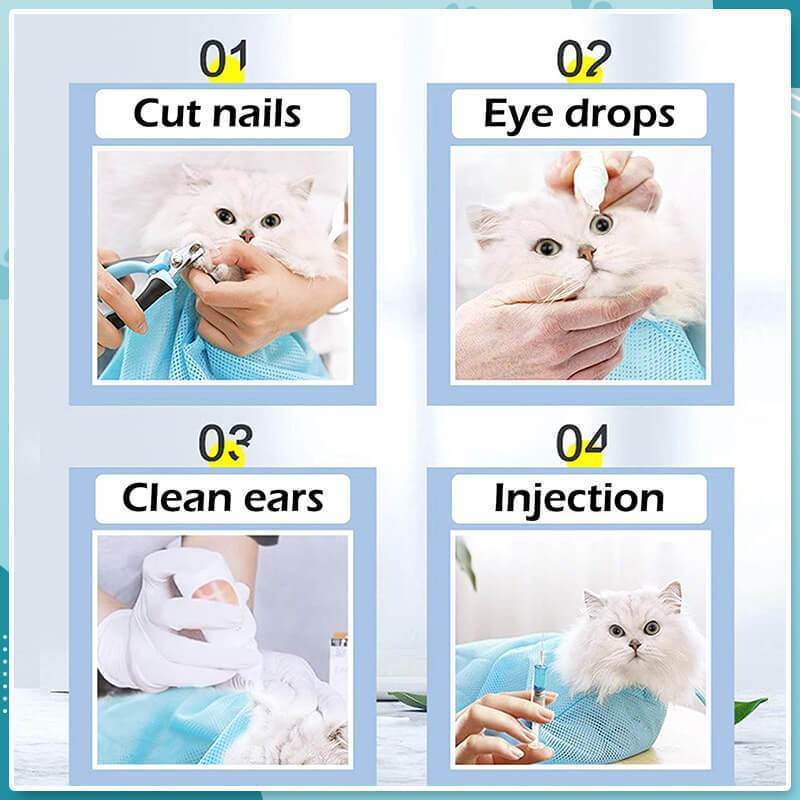 Cat Shower Pouch Mesh Cat Bathing Bag Cats Grooming Washing Bags Cat Bath Clean Bag No Scratching Bite Restraint Cat Supplies Na