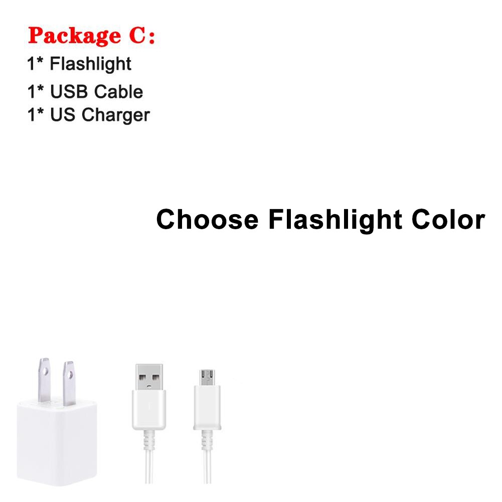 Portable XPE+COB LED Flashlight USB Rechargeable Torch Work Light Foldable Emergency Camping Lamp Waterproof With Magnet Hook: Package C / Red