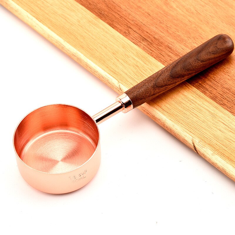 4pcs Stainless Steel Measuring Spoon Set Rosewood Handle Rose Gold Baking Appliance Scale Spoon Baking Measuring Spoon