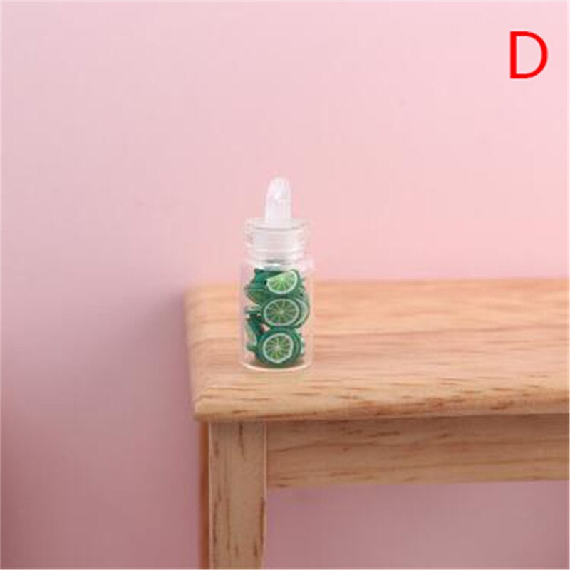 Mini Fruit Slices Glass Bottle Storage Jar Wooden Lid Toy Doll Accessories 1:12 Dollhouse Miniature: D