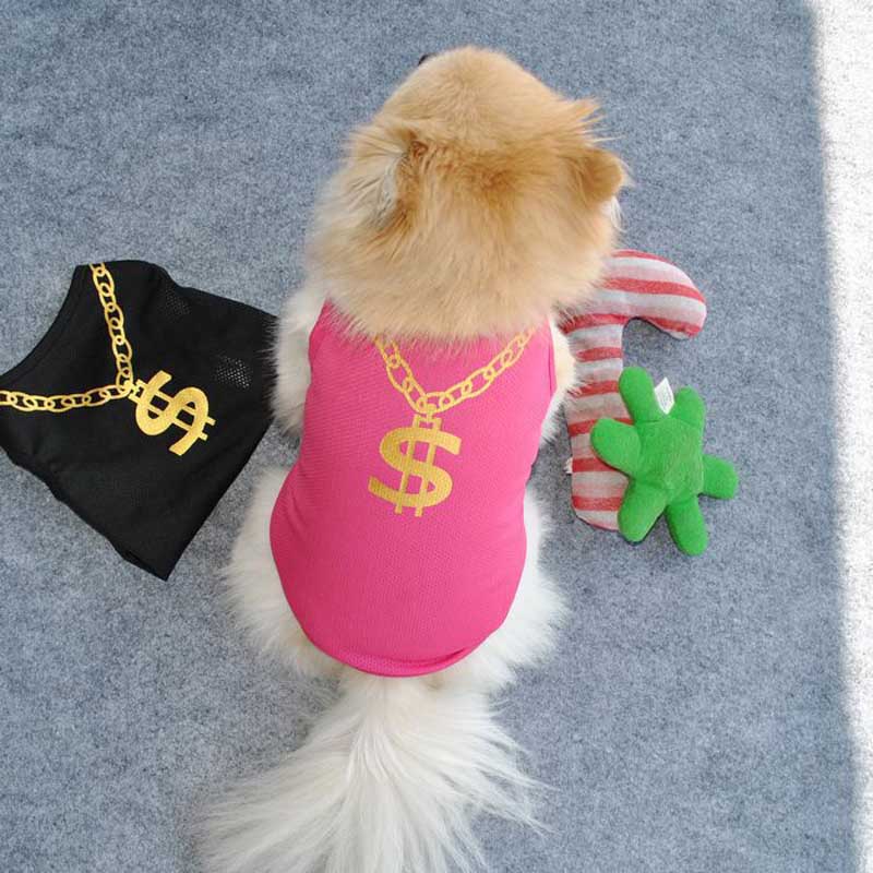 Kæledyrstøj vest hunde kat sommer åndbar dollar halskæde print beklædning komfort til små mellemstore hunde a#
