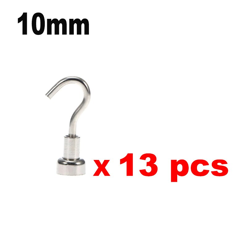 10-30 stk 10mm 20mm sterke magnetkroker tung plikt til garasjekjøkken kontor hengende henger neodym magnetisk krokorganisering: 10mm- 13 stk