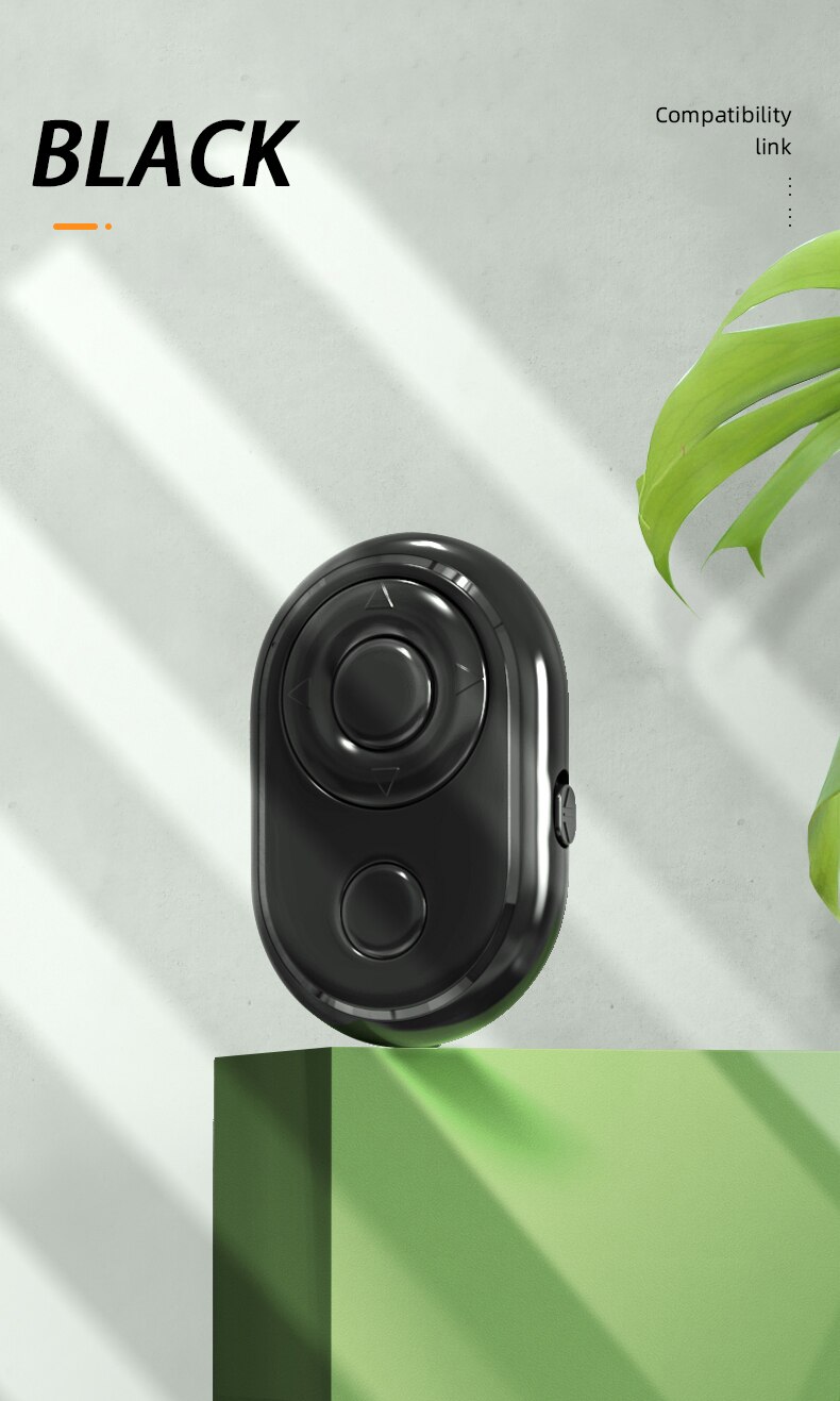 Mini Portable Bluetooth Remote Control For Selfie Music E-BOOK Android IOS Control: Black