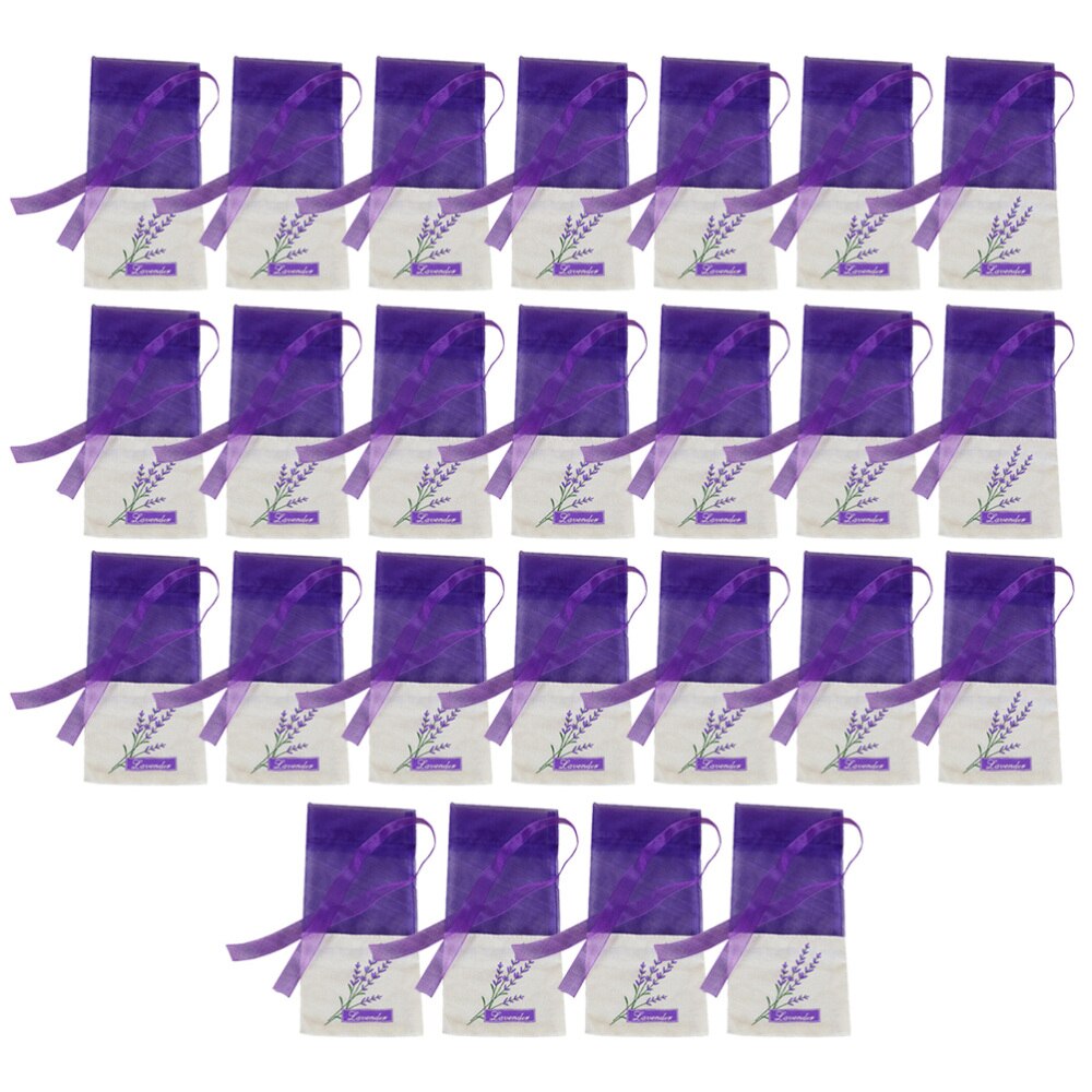 25pcs Empty Lavender Bags Floral Printing Fragrance Pouch Sachets Bag for Relaxing Sleeping Dark Purple): As Shown