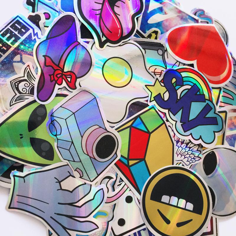 Td Zw 60 Stks/partij Cool Styling Kleurrijke Reflecterende Auto Laptop Fiets Sticker Voor Kofferbak Skateboard Gitaar Decal Stickers