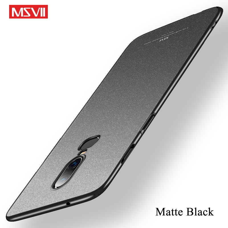 One plus 6 T funda Msvii Silm Skin Coque para Oneplus 6 T 6, funda trasera de PC dura para One Plus 6 6 T Six Phone Case: ABS / Negro esmerilado