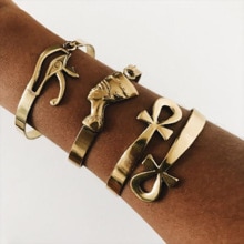 Egyptische Boze Oog Armband Armbanden Mannen Vintage Gold Rvs Cross Nefertiti Armband Voor Vrouwen Gothic Sieraden