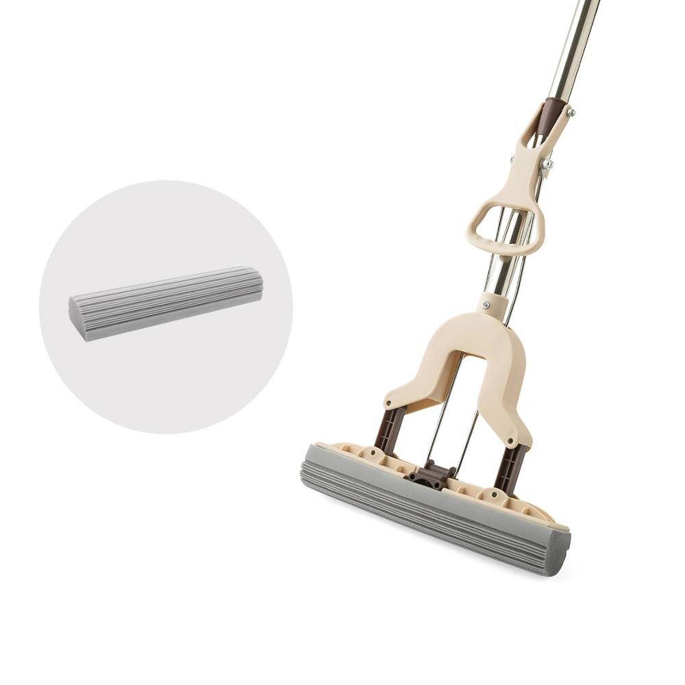 Gulvmopp svamp mopp vri vannmoppen mikrofiber munnstykke selvklemmende uten håndvask dårlig kjøkken rengjøringsverktøy: beige med til hode