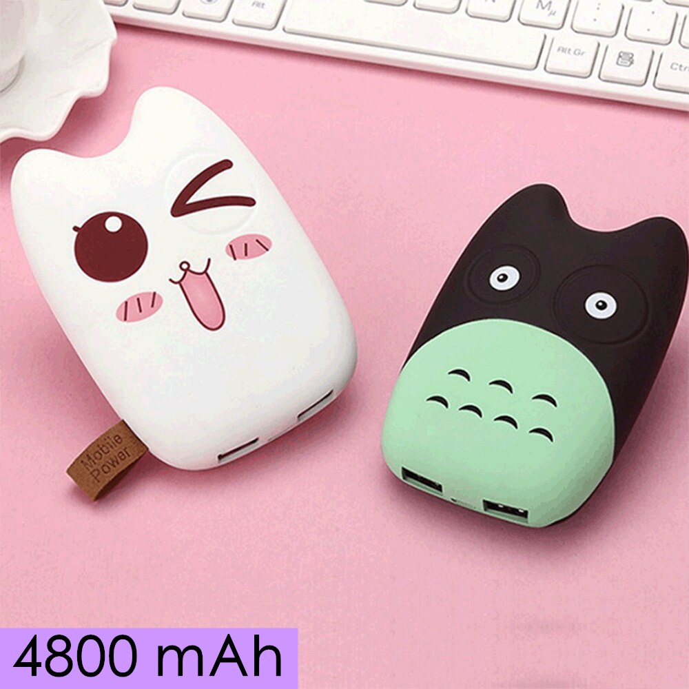 FLOVEME Cartoon 4800mAh Power Bank simpatico caricatore portatile doppio USB Mini batteria esterna Powerbank per iPhone 12 Pro 12 Mini 11 8