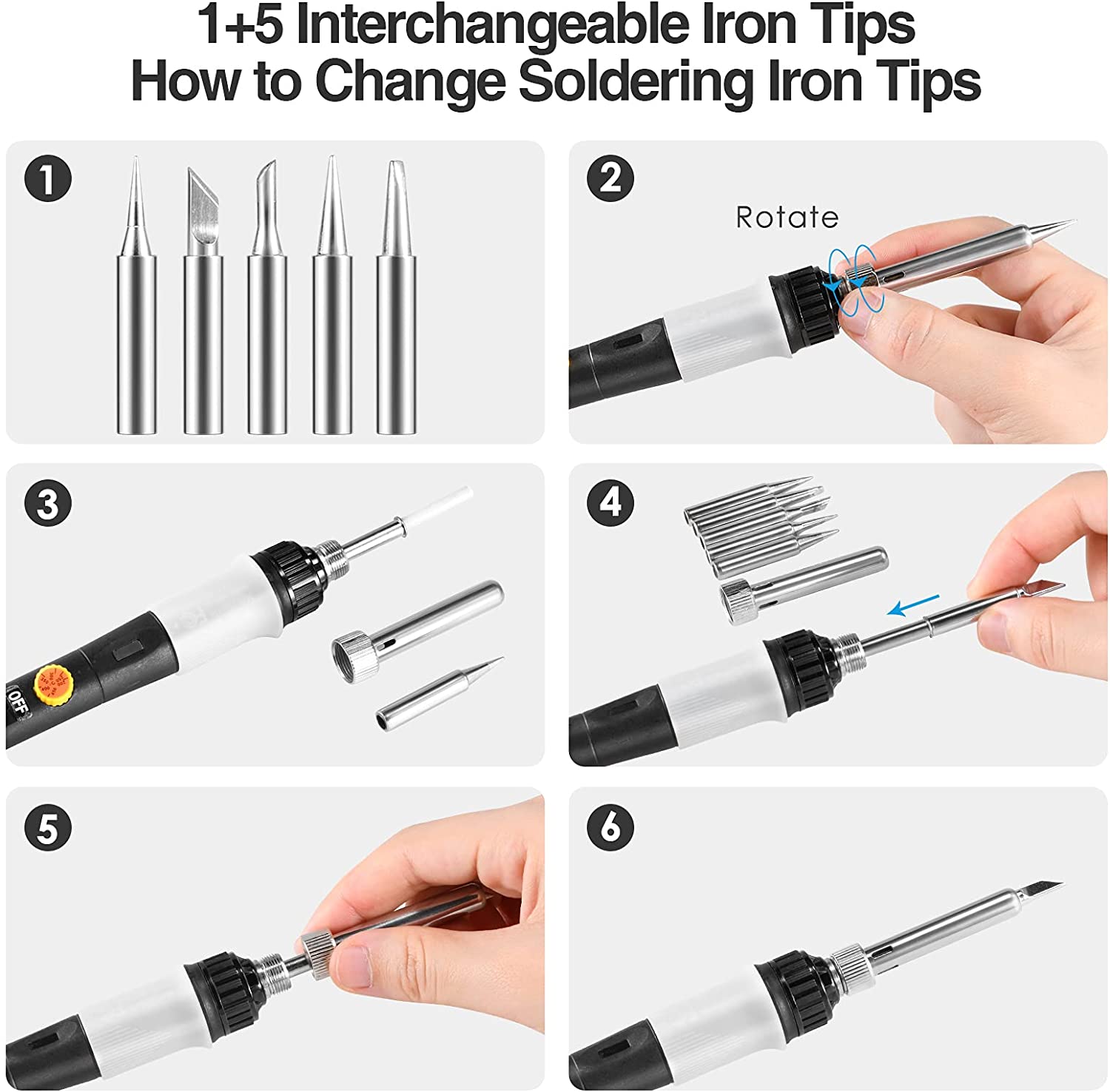 Soldering Iron Kit 60W Soldering Irons Electric Solder Iron Rework Temperature Adjustable Handle Heat Pencil Tools