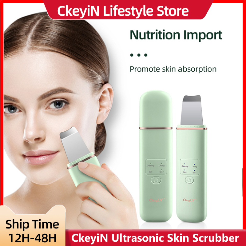 Ckeyin Ultrasone Ems Facial Skin Scrubber Spatel Ion Gezicht Massager Comedondrukker Pore Cleaner Rimpel Usb Oplaadbare