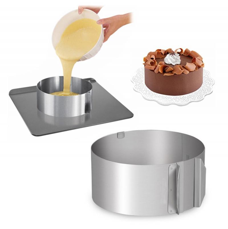 Cake Tools Stainless Steel Round Adjustable Extensible Ring Mousse Cake Cutter Household Cake Mold Kitchen Aid Baking Tool