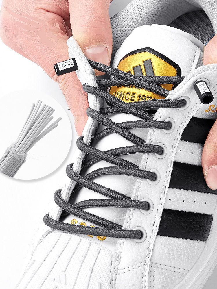Joli verrouillage lacets sans attaches lacets élastiques baskets enfants adultes lacets de chaussures rapides bandes de caoutchouc rondes sans cravate chaussures
