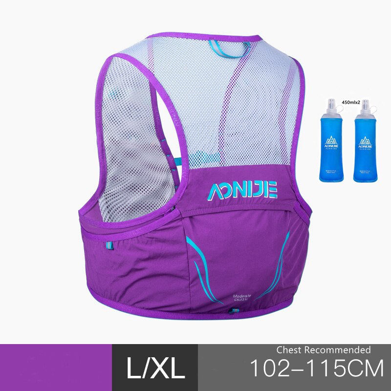 Aonijie 2.5L Ultralight Running Vest Outdoor Rugzakken Portable Hydration Pack Tassen Voor Camping Wandelen Fietsen Marathon C932S: LXL Purple Bottles