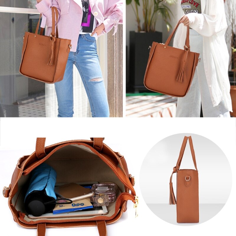 4 Pcs Vrouwen Mode Handtas Schoudertassen Lady Casual Reizen Crossbody Messenger Satchel Set Vrouwelijke Grote Capaciteit Shopping Tote