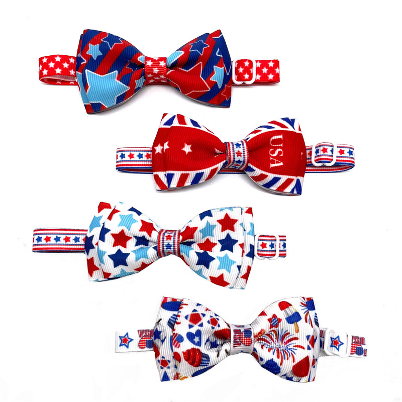 Pajarita para el día de la Independencia Americana para mascotas, Collar ajustable para perros, corbatas para perros, accesorios de aseo para perros, pajarita para mascotas, 50/100 piezas