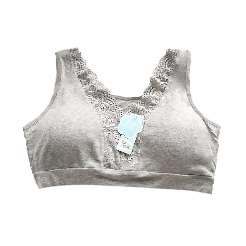 Plus Size Women Lace Bras Big Size Seamless Brassiere Padded Underwear Female Wire Free Comfortable Bralette Top: Gray