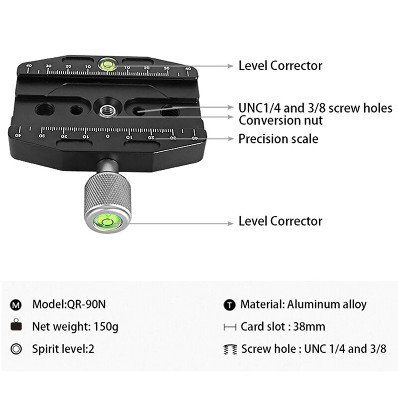 BEXIN 2 Pièces Caméra Pince Pince de Dégagement Rapide Adaptateur De Trépied Dslr Statif Pince Portable QR-90N et QR-110N