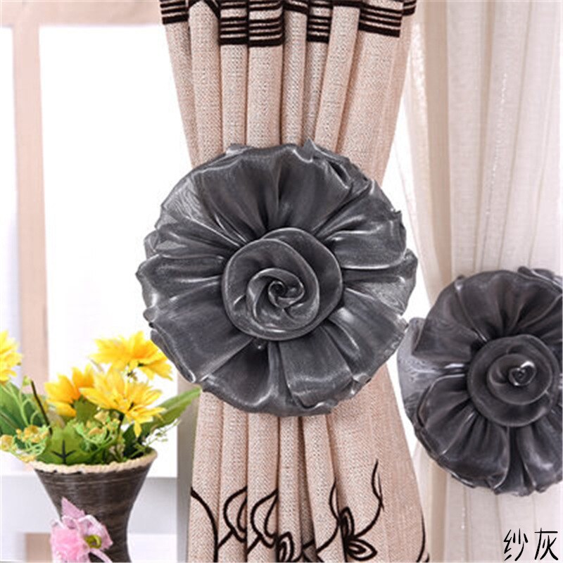 Moderni violetti perinteinen kiinalainen auringonkukka punainen kukka verhopidike verhotarvikkeet koriste verho solmiot cp -hm371*3: Harmaa kukka