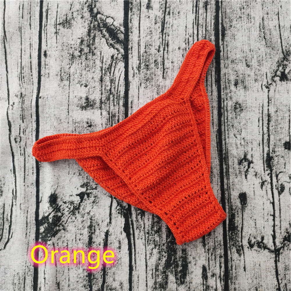 hombres mujeres ropa interior transpirable mano Crochet tiro bajo natación tomar el sol masculino Boxers bragas calzoncillos: Naranja