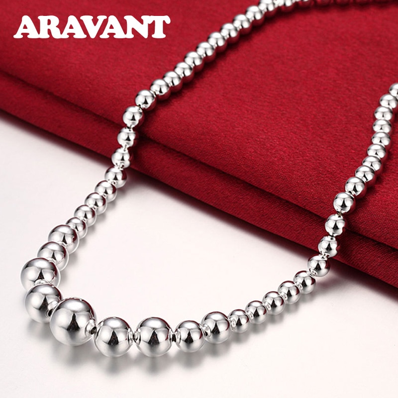 925 silber Halsband Halskette Für Frauen Hochzeit Silber Große Perle Lange Kette Ball Halsketten Schmuck