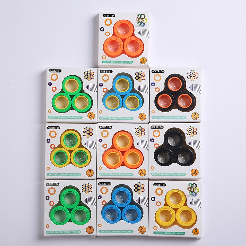 Magnetic Rings Fidget Toys, Fidget Spinner Stress Relief Rings Props, Colorful fingers magnetic rings