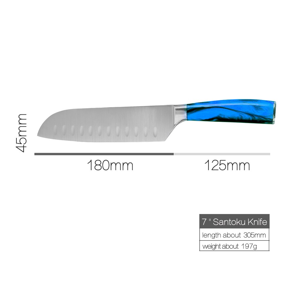 Xyj Japanse Chef Messen Rvs Keukenmessen Set Sharp Non-stick Uitbenen Cleaver Santoku Brood Snijden Messen Gereedschap: 7 inch Santoku Knife