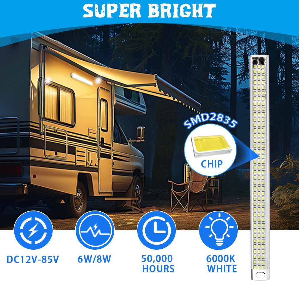 12V Auto Interieur Led Light Bar 120led Strip Lichten Met Aan/Uit Schakelaar Voor Auto Trailer Truck Rv Van Camper Boot Leeslamp