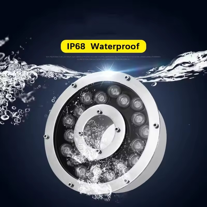 Vattentät  ip68 rgb led-fontänlampa för pool 48w 24v 6w//12w//18w 36w för poollandskap