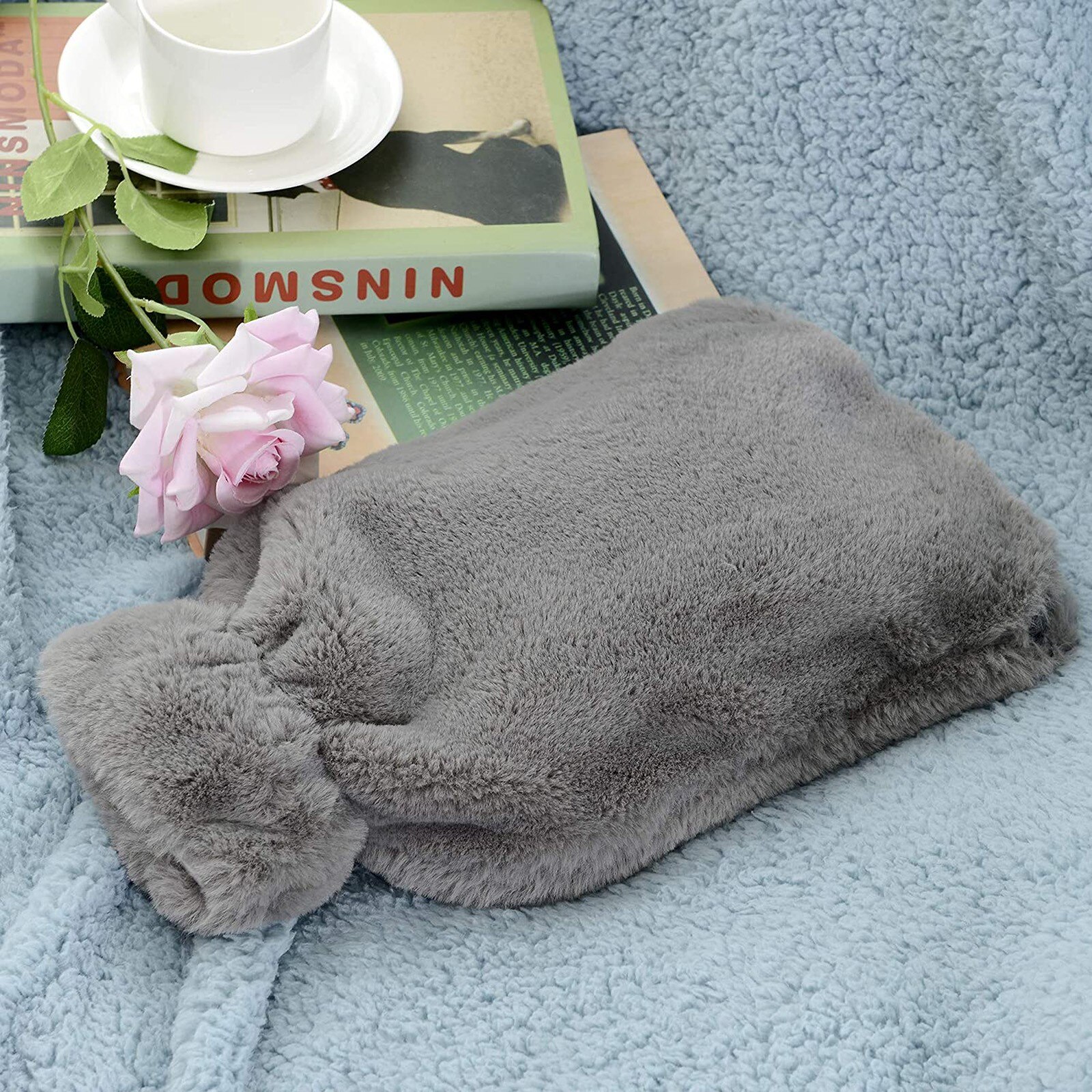 Bouillotte avec couverture en peluche douce 2 litres