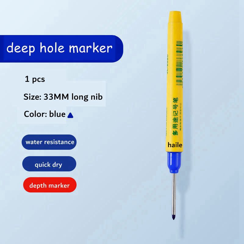 Haile Deep Hole Long Nib Multi-Purpose Marker Pens Waterproof Mechanical Carpentry Bathroom Woodworking Construction Marking Pen: Light Grey