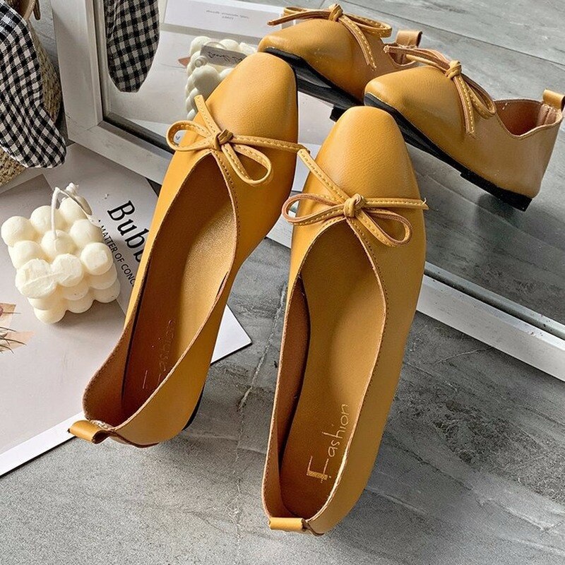 Neue Unterhose auf Flach Ballett Wohnungen Frauen Schuhe Feste Beiläufige Schuhe Frau Wohnungen Niedrigen Fersen Bogen Knoten Spitz büro Schuhe