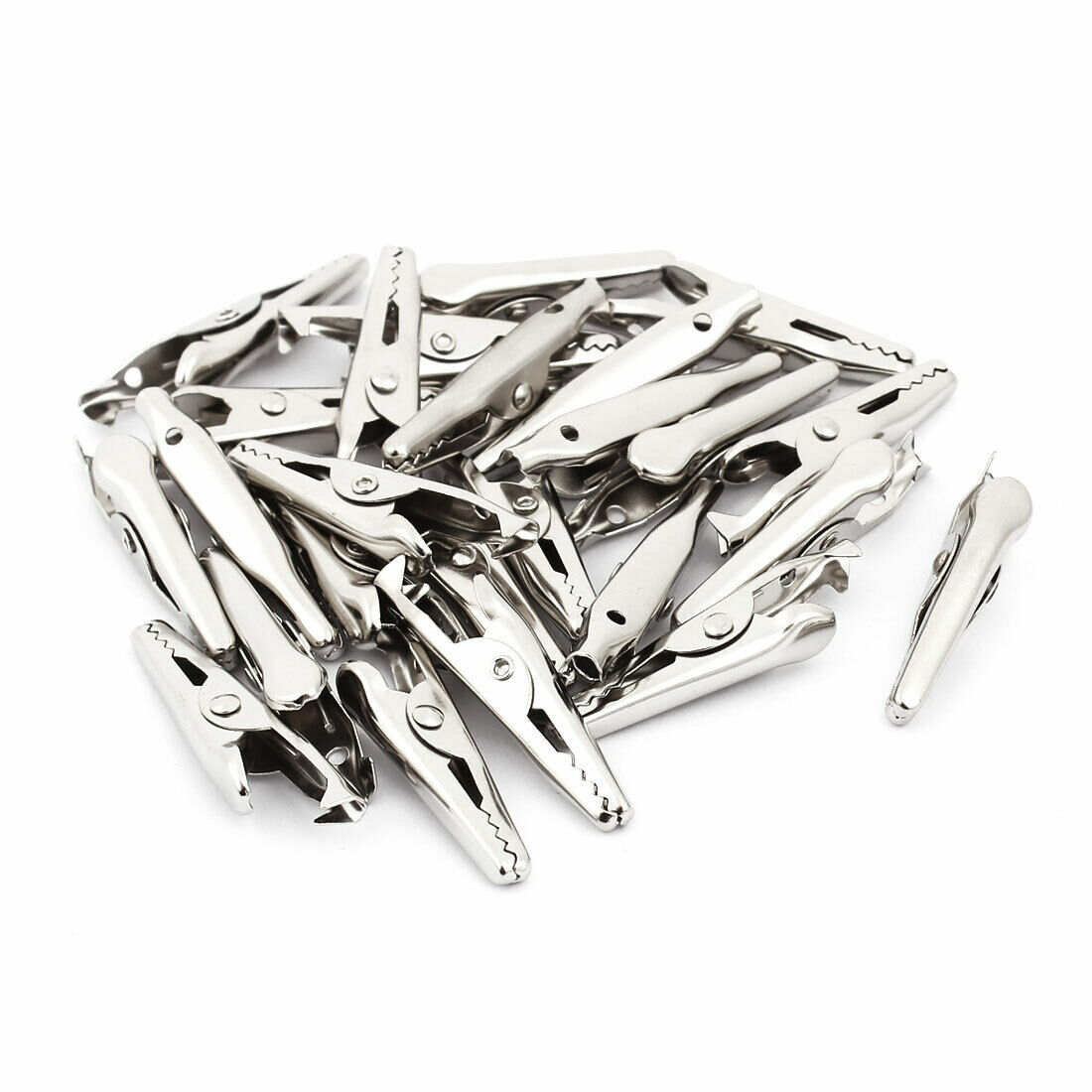 Laboratory Non-insulated Electric Test Metal Alligator Clips 35mm Long 25 Pcs