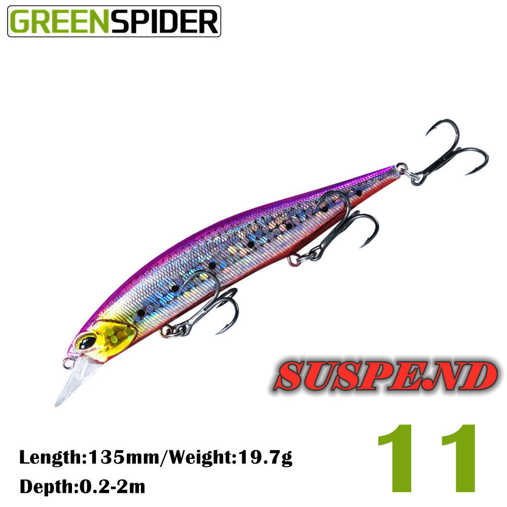 GREENSPIDER Suspend JERKBAIT Fishing Lure 135mm 18.2g Wobbler Minnow Tungsten Longcast Bass Pike Bait Lure Tackle: 11