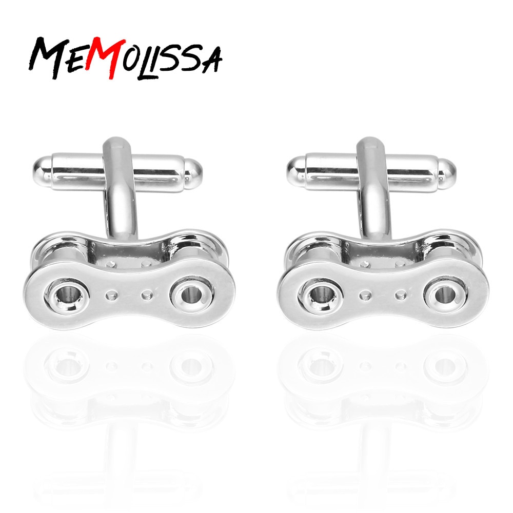 Memolissa desportivo abotoaduras de bicicleta corrente de pista design moda cor sólida camisa masculina abotoaduras movimento abotoaduras