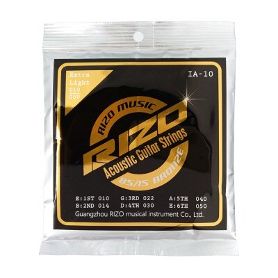 RIZO Acoustic Guitar Strings A Set 1st-6th Guitarra Strings 85/15 Bronze Korea-Made Hexangular Steel Core: 010