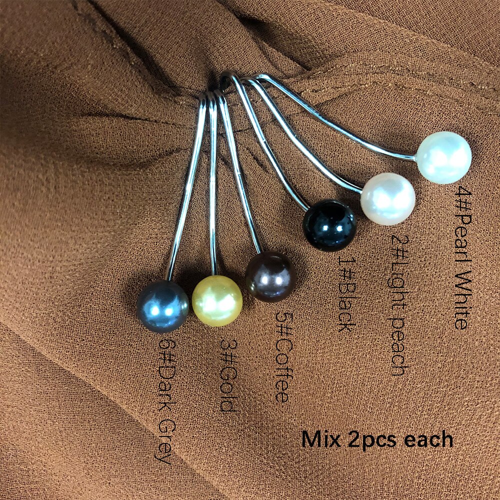 Wholesale12pcs/lot muslimische frauen Schal Schal Dame Schals Hijab Clips Perle Brosche Pins pin: Mix color 12 pcs