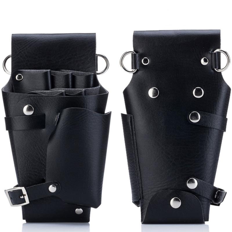 Cartuchera para guardar tijeras de peluquero de cuero PU, funda cartuchera para peluquero o salón, bolsa de peluquería, herramientas de estilismo con correa