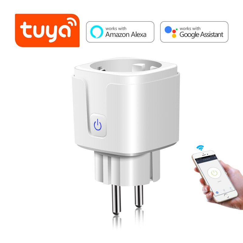 Tuya 16A WiFi Smart Socket EU Plug Outlet Voice Phone Control Timing Function Automation Modules Work with Alexa Google Home