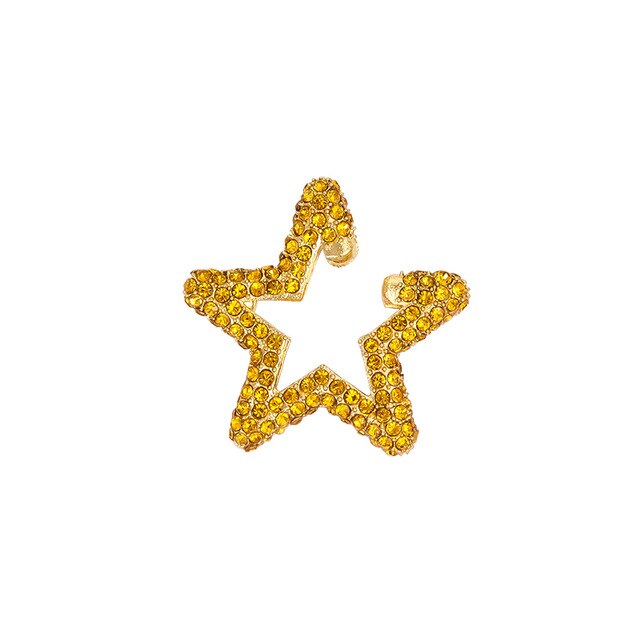 Itenice Rainbow Star Earcuffs Earring Voor Vrouwen Kleurrijke Multi-Hoepel Strass Oor Manchet Romantische Ster Rechthoek Boho Oor Clips: yellow