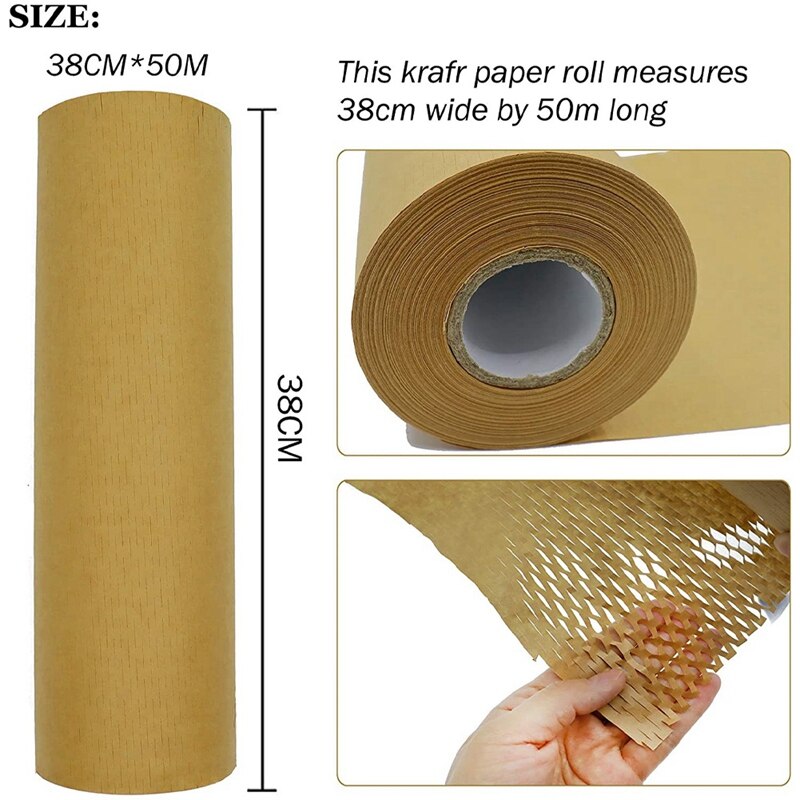 1 Roll Vullen Materialen Honingraat Liner Papier Rolls Kraftpapier Voor Verpakking Delicate En Breekbare Voorwerpen (38Cm X 50M)